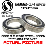 6802-14 RS / 2RS JAPAN Chrome Steel Rubber Sealed Bearing for Bike Hubs