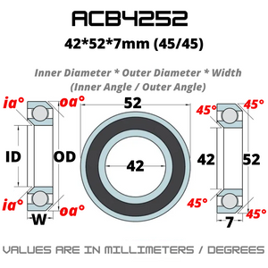 ACB4252 Japan Chrome Steel Rubber Sealed Bearings for Bike Headsets