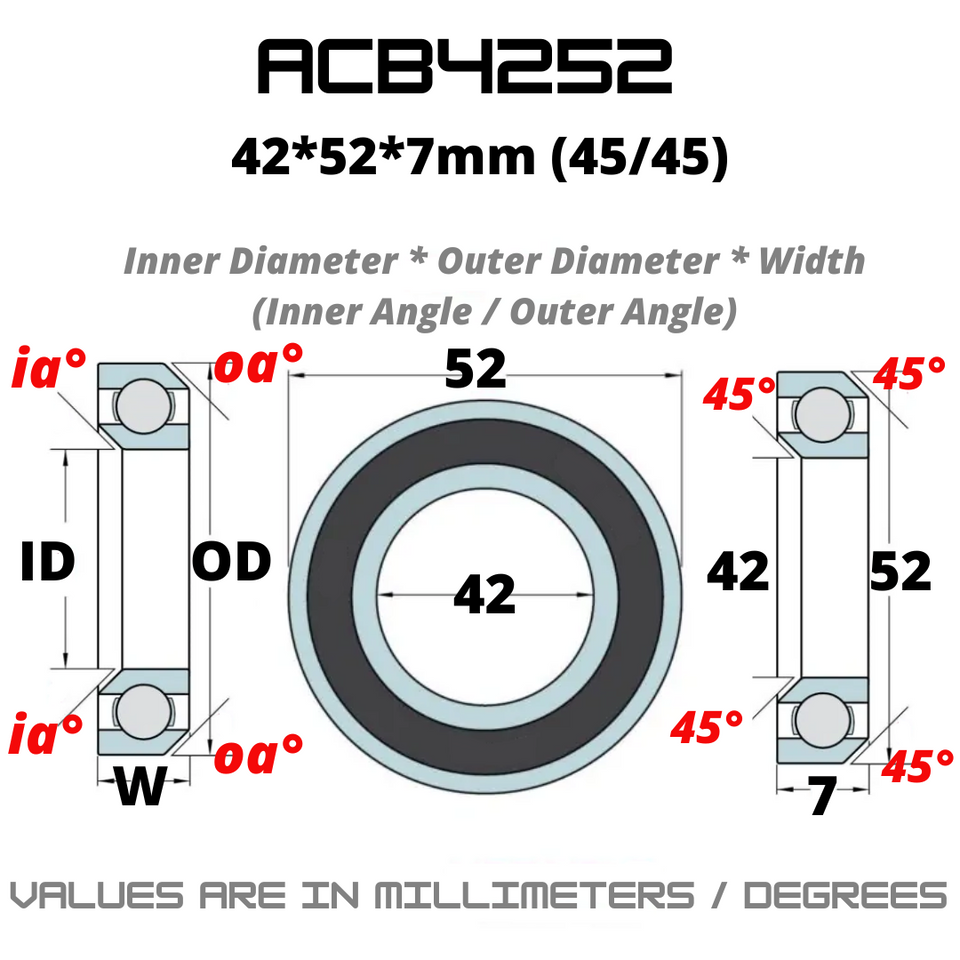 ACB4252 Japan Chrome Steel Rubber Sealed Bearings for Bike Headsets