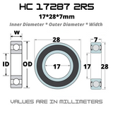 HC 17287 RS / 2RS Hybrid Ceramic JAPAN Rubber Sealed Bearing for Bike Hubs