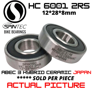 HC 6001 RS / 2RS Hybrid Ceramic JAPAN Rubber Sealed Bearing for Bike Hubs