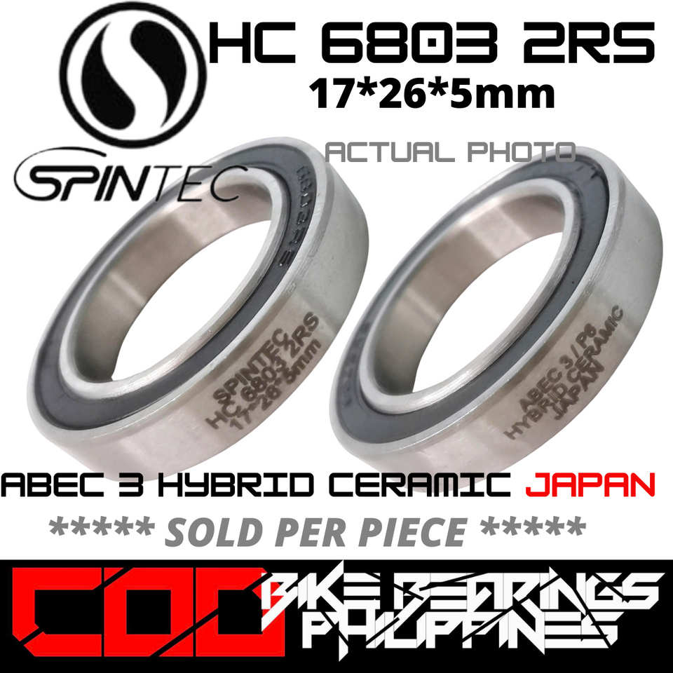 HC 6803 RS / 2RS Hybrid Ceramic JAPAN Rubber Sealed Bearing for Bike Hubs