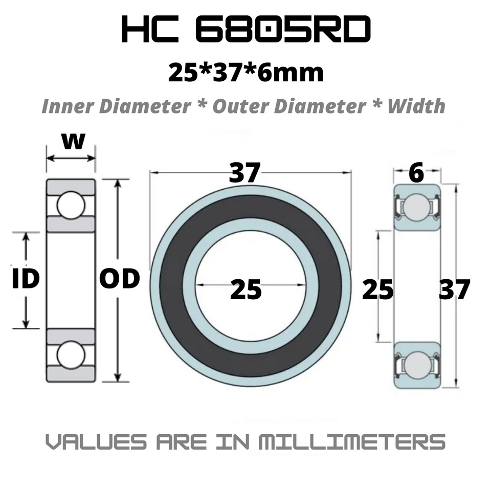 HC 6805RD Hybrid Ceramic JAPAN Rubber Sealed Bearing for Bike Bottom Brackets
