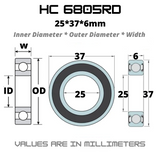 HC 6805RD Hybrid Ceramic JAPAN Rubber Sealed Bearing for Bike Bottom Brackets