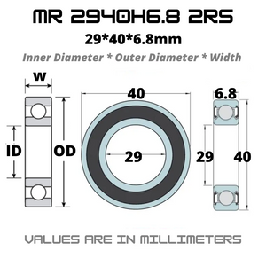 MR 2940H6.8 2RS Japan Chrome Steel Rubber Sealed Bearings for Bike Bottom Brackets