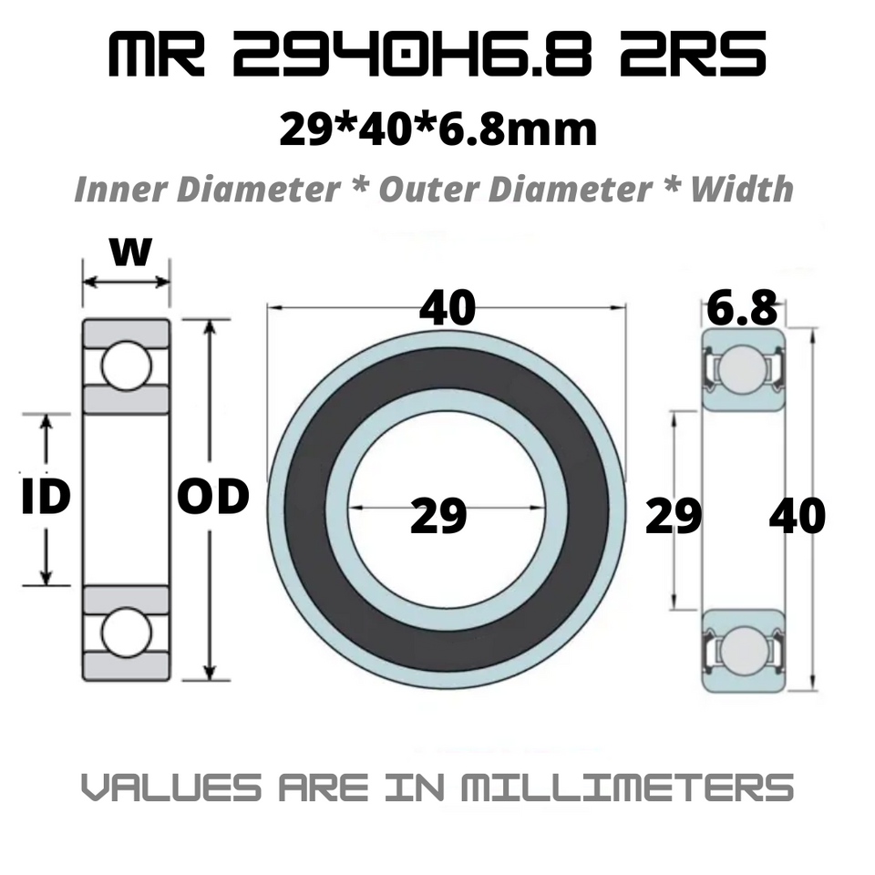 MR 2940H6.8 2RS Japan Chrome Steel Rubber Sealed Bearings for Bike Bottom Brackets