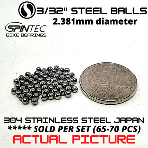 3/32" (2.381mm) Stainless Steel Loose Ball Bearings (65-70pcs) for Bike Pedals