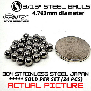 3/16" (4.763mm) Stainless Steel Loose Ball Bearings (24pcs) for Bike Hubs