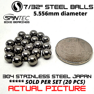 7/32" (5.556mm) Stainless Steel Loose Ball Bearings (20pcs) for Bike Hubs