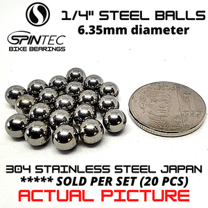 1/4" (6.35mm) Stainless Steel Loose Ball Bearings (20pcs) for Bike Hubs