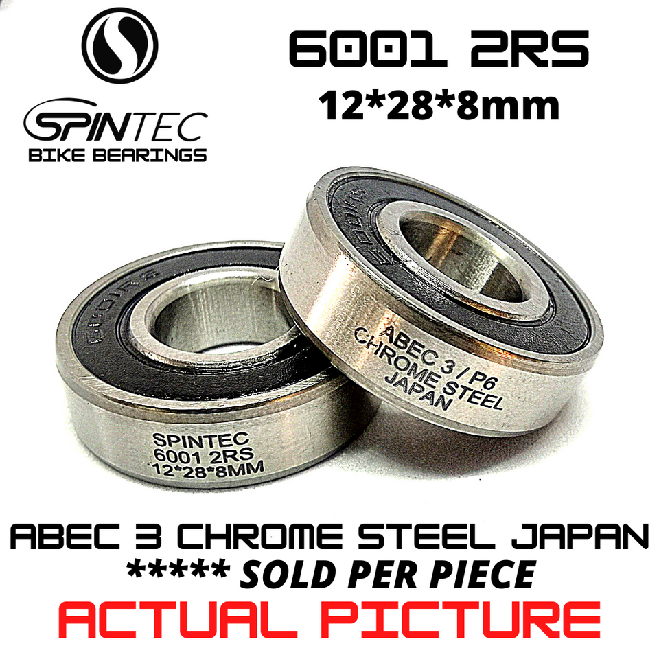 6001 2RS / RS JAPAN Chrome Steel Rubber Sealed Bearings for Bike Hubs