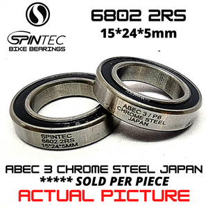 6802 2RS Japan Chrome Steel Rubber Sealed Bearings for Bike Hubs