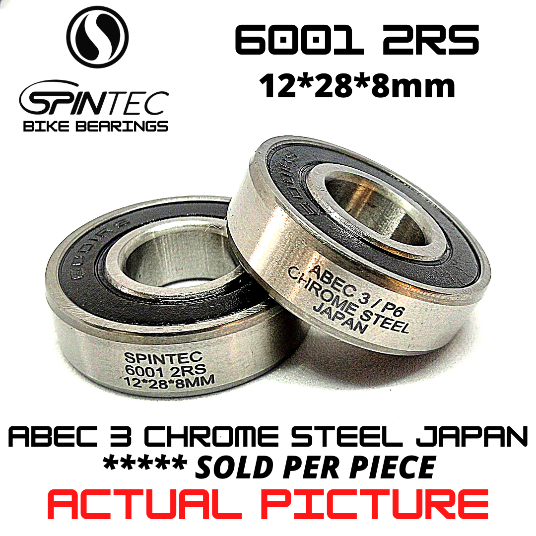 6001 2RS Bicycle Bearing 12*28*8mm – Japan Chrome Steel Rubber Sealed Bike Hub Bearing