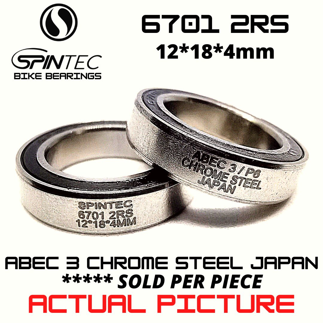 6701 2RS Bicycle Bearing 12*18*4mm – Japan Chrome Steel Rubber Sealed Bike Pedal Bearing