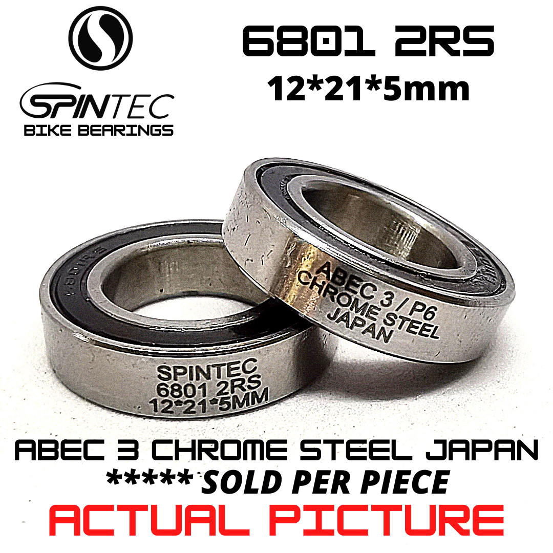 6801 2RS Bicycle Bearing 12*21*5mm – Japan Chrome Steel Rubber Sealed Bike Hub Bearing