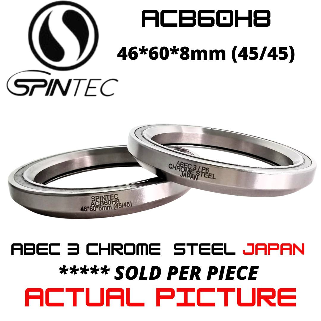 ACB60H8 Bicycle Bearing 46*60*8mm (45/45) – Japan Chrome Steel Rubber Sealed Bike Headset Bearing