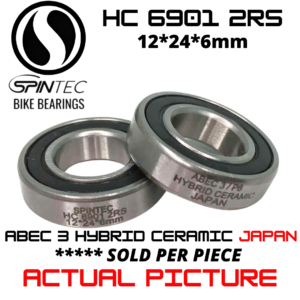 HC6901 2RS Bicycle Bearing 12*24*6mm – Japan Hybrid Ceramic Rubber Sealed Bike Bearing
