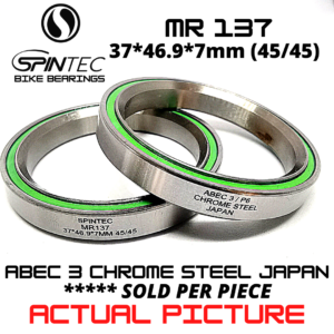 MR137 Bicycle Bearing 37*46.9*7mm (45/45) – Japan Chrome Steel Rubber Sealed Bike Headset Bearing