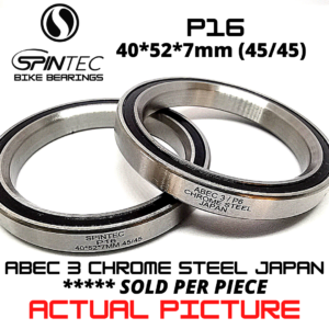 P16 Bicycle Bearing 40*52*7mm (45/45) – Japan Chrome Steel Rubber Sealed Bike Headset Bearing