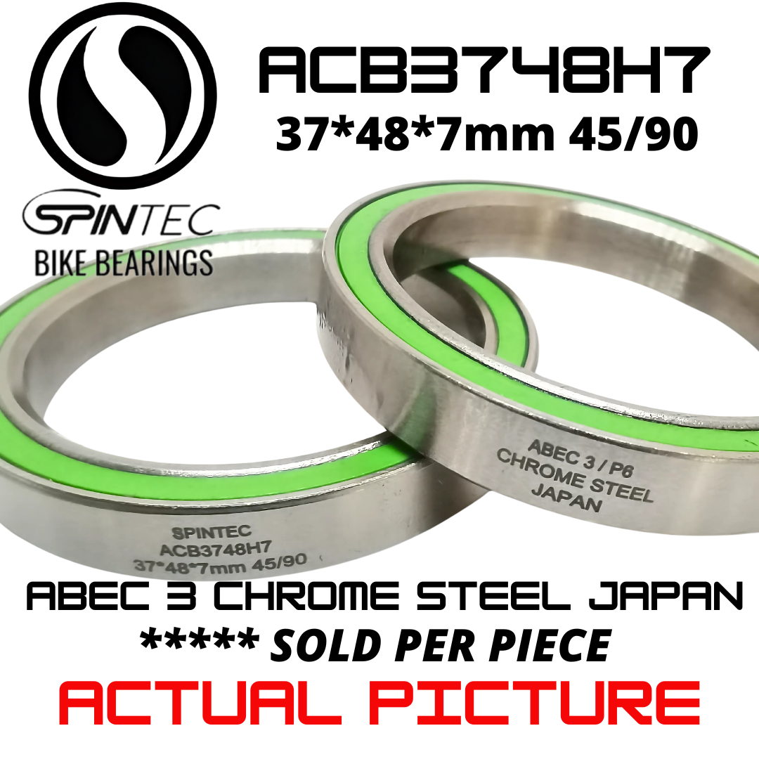 ACB3748H7 Bicycle Bearing 37x48 x7mm (45/90) – Japan Chrome Steel Rubber Sealed Bike Headset Bearing